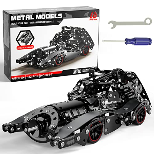 Lucky Doug STEM Building Projects Model Car Set Gifts Toys for Boys Kids 8 9 10 11 12 Years Old and Older - 332 PCS DIY Metal Building STEM Kits Toys Science Educational Set Gifts for Vehicle Fans