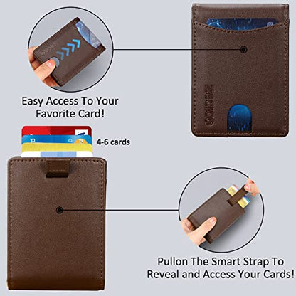 ZECICO Wallet Bifold leather Minimalist Slim: Mens Wallet with Bill Pocket RFID Blocking Bifold Front Pocket Wallet for Men with ID Window Gift Box (X-Clip Brown)