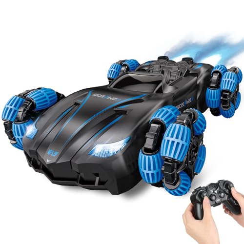 GOESWELL Remote Control Car for Boys 8-12 RC Drift Car | Double-Spray | 360-degree Rotating | 1:16 RC Crawler Outdoor Toys for 5-7 Year Old Boys Girls Birthday Gift (Sky Blue)