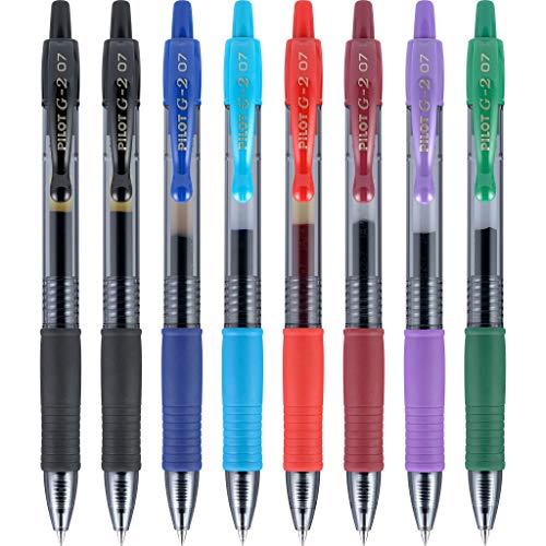 Pilot, G2 Premium Gel Roller Pens, Fine Point 0.7 mm, Assorted Colors, Pack of 7
