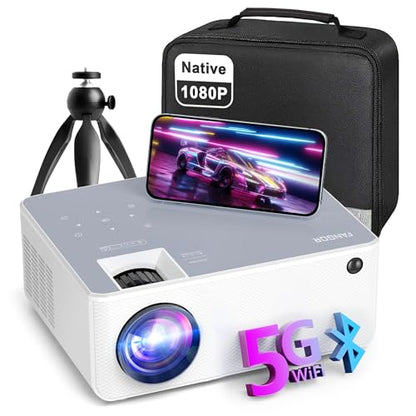 FANGOR 1080P HD Projector, WiFi Bluetooth Projectors, Max 230”Projection Screen Portable Home Theater Video Movie Proyector With Tripod, Compatible with HDMI, USB, Laptop, iOS & Android Phone