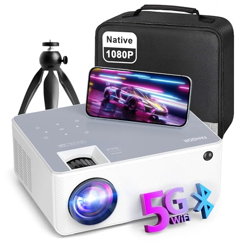 FANGOR 1080P HD Projector, WiFi Bluetooth Projectors, Max 230”Projection Screen Portable Home Theater Video Movie Proyector With Tripod, Compatible with HDMI, USB, Laptop, iOS & Android Phone