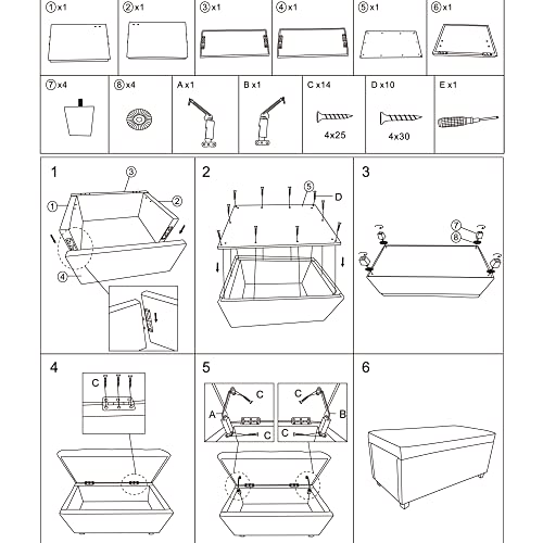 Homestripe Upholstered Storage Ottoman and Entryway Bench for Living Room, Set of 1,White