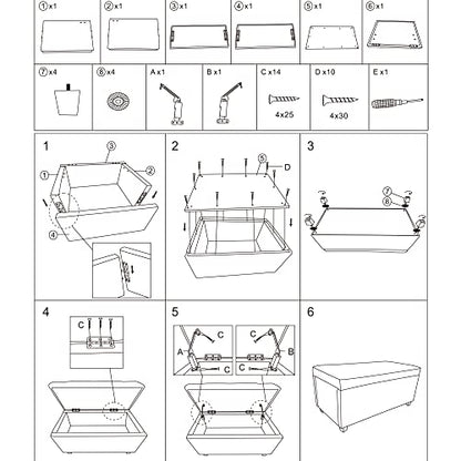 Homestripe Upholstered Storage Ottoman and Entryway Bench for Living Room, Set of 1,White