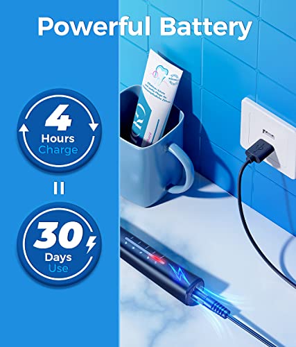 Electric Toothbrush for Adults, 8 Brush Heads Sonicare Electric Toothbrush with 40000 VPM Deep Clean 5 Modes, Rechargeable Toothbrushes Fast Charge 4 Hours Last 30 Days,, Father's Day Gifts