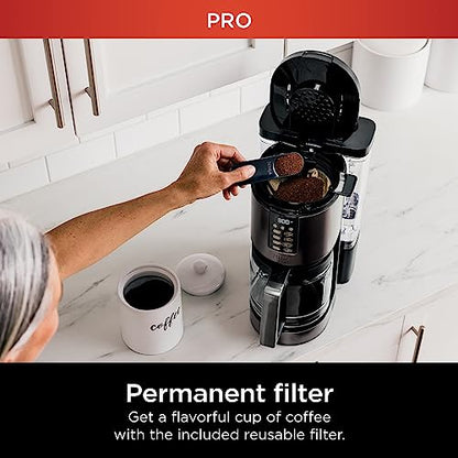 Ninja DCM201BK Programmable XL 14-Cup Coffee Maker PRO, 14-Cup Glass Carafe, Freshness Timer, with Permanent Filter, Black Stainless Steel