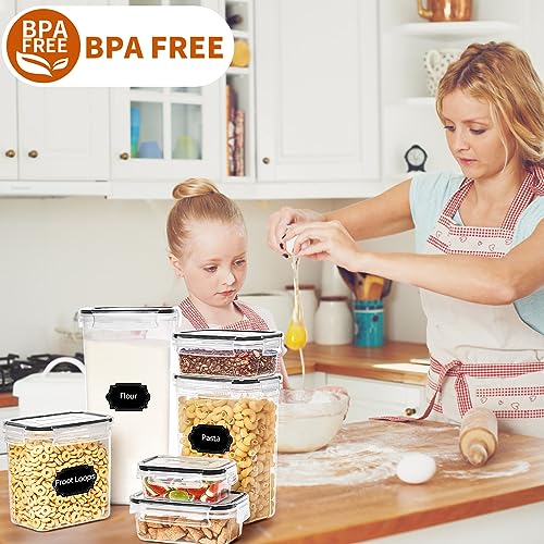 Skroam 36 Pack Airtight Food Storage Containers for Kitchen Pantry Organization and Storage, BPA Free, Plastic Kitchen Storage Containers with Lids for Flour, Sugar, and Cereal - Free Labels & Marker