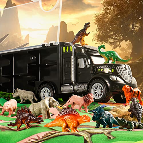 yoptote Dinosaur Toys for Kids 3-5 Kids Toys for 2 3 4 5 Year Old Children Dinosaur Toys for Boys Age 2 3 Year Old Boy Girl Car Trucks with Mat Easter Birthday Gifts Toys for 2 3 4 5 6 Year Old