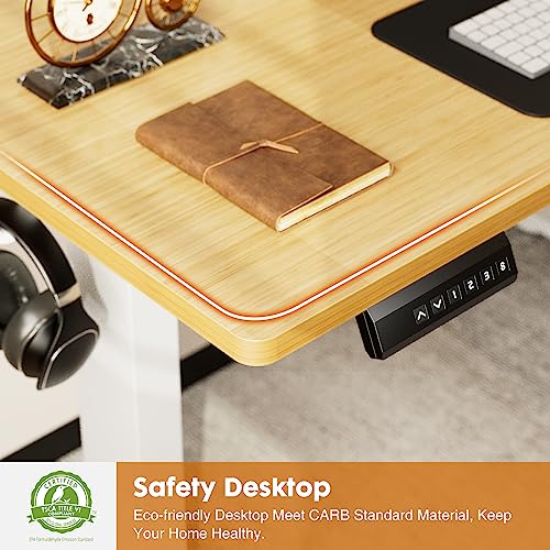 Sweetcrispy Electric Standing Desk Adjustable Height, 40 x 24 inch Stand up Sit Stand Desk with Drawers, Ergonomic Home Office Rising Table Computer Workstation Gaming Work Desk, Oak