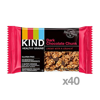 KIND Healthy Grains Bars, Dark Chocolate Chunk, Healthy Snacks, Gluten Free, 40 Count