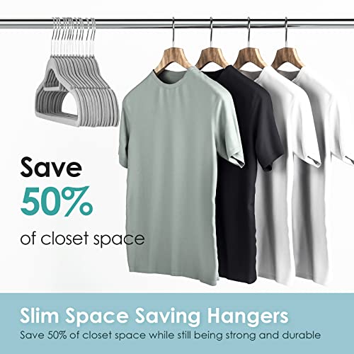 Velvet Hangers Non Slip Felt Hangers, DUDUCOFU 30 Pack Grey Velvet Hangers Clothes Hangers Space Saving Slim Hangers with 360 Degree Swivel Hook for Suits Coats, Jackets, Pants, and Dress Clothes
