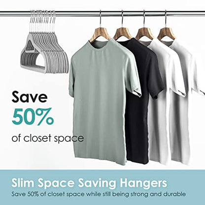 Velvet Hangers Non Slip Felt Hangers, DUDUCOFU 30 Pack Grey Velvet Hangers Clothes Hangers Space Saving Slim Hangers with 360 Degree Swivel Hook for Suits Coats, Jackets, Pants, and Dress Clothes