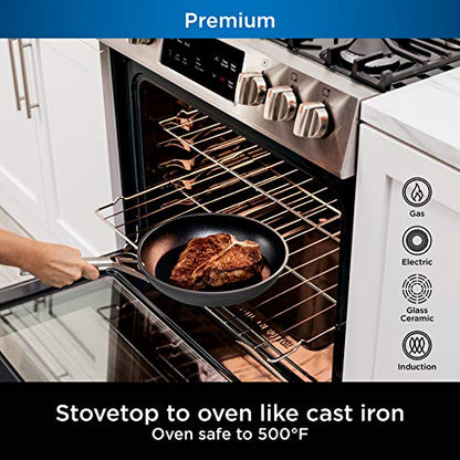 Ninja C39500 Foodi NeverStick Premium Hard-Anodized 10-Piece Cookware Set, Guaranteed to Never Stick, Nonstick, Durable, Oven Safe to 500°F, Slate Grey