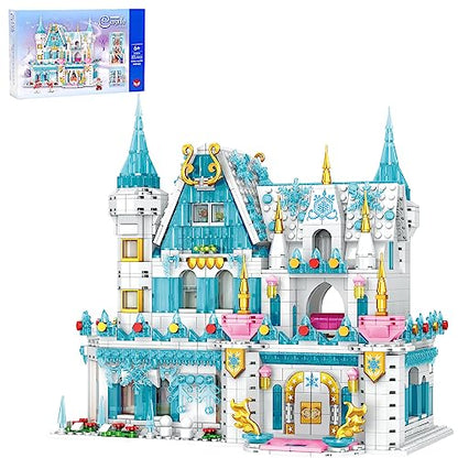 Insgen Micro-Particle Dream Ice Princess Castle Modular Building Blocks House Set for Girls, Building Kit with Mini Dolls, 1972 pcs Ideas Model Bricks Birthday Gift Friends House Playset Toy