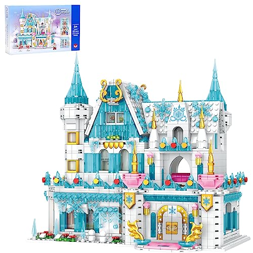 Insgen Micro-Particle Dream Ice Princess Castle Modular Building Blocks House Set for Girls, Building Kit with Mini Dolls, 1972 pcs Ideas Model Bricks Birthday Gift Friends House Playset Toy