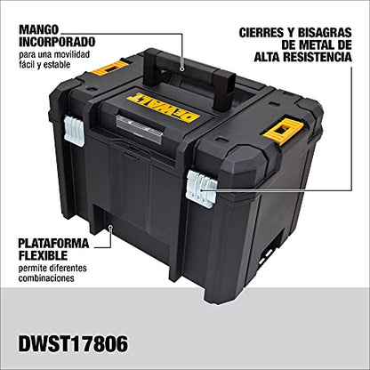 DEWALT TSTAK Tool Box, Extra Large Design, Removable Tray for Easy Access to Tools, Water and Debris Resistant (DWST17806)