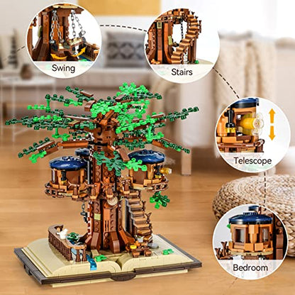 Mibido Ideas Tree House Building Kit with Led Lights, Build-and-Display Model Home or Office Decor for Adults Creative Forest Toy Gift for Kids Aged 12+, New 2023 (1008 Pieces)