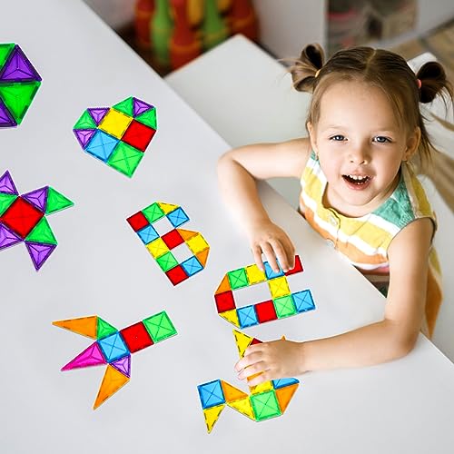 Crenova Magnetic Tiles 40 PCS, Beginner Construction Set, 3D Magnetic Building Blocks, Magnetic Toys Educational STEM Gifts for Kids Ages 3-5 Year Old Boys and Girls