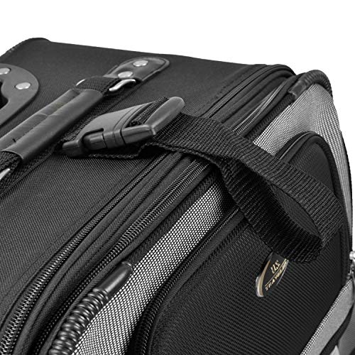 U.S. Traveler New Yorker Lightweight Softside Expandable Travel Rolling Luggage, Black Dobby, 3-Piece Set (15/21/29)