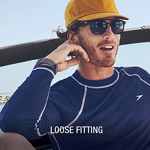 Speedo mens Uv Shirt Long Sleeve Loose Fit Easy Tee athletic technical swimsuits, White, Medium US