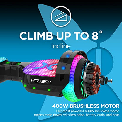 Hover-1 Astro Electric Hoverboard | 7MPH Top Speed, 9 Mile Range, 5HR Run-Time, Built-In Bluetooth Speaker, Rider Modes: Beginner to Expert, Certified & Tested, Black