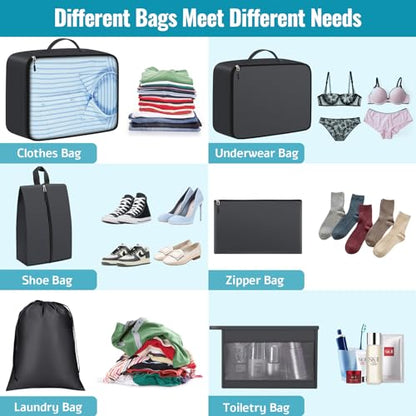 ExploreBliss Packing Cubes for Suitcases 8 Set, Durable Packing Cubes, Foldable Suitcase Organizer Bags Set for Travel Accessories for Luggage(Grey)