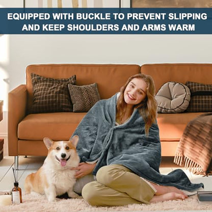Electric Heated Blanket Heating Throw 50"x 60",Thick Soft Warming Plush Electric Lap Sherpa Blanket for Adults with 5-Position Timer &10 Heating Levels,Machine Washable(Grey)