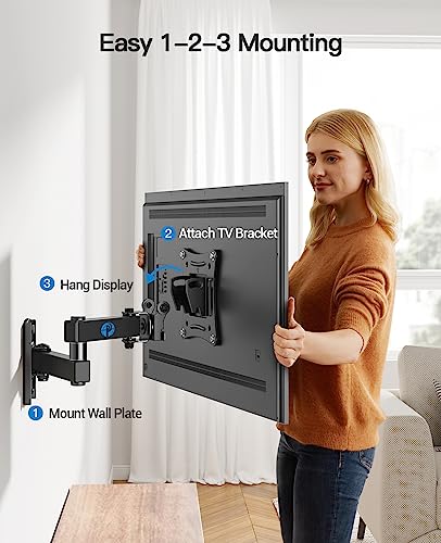 Pipishell Full Motion TV Wall Mount Brackets Swivel Tilts Articulating Extension for 13-32 Inches LED LCD Flat Curved Screen TVs Monitors, Single Stud for Corner Max VESA 100x100mm