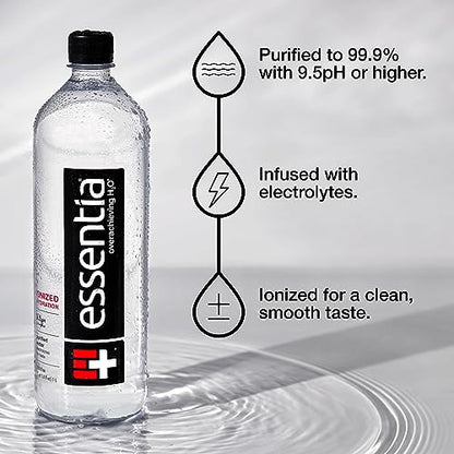 Add 3 To Your Cart! Essentia Bottled Water, 1 Liter, 12-Pack, Ionized Alkaline Water:99.9% Pure, Infused With Electrolytes, 9.5 pH Or Higher With A Clean, Smooth Taste