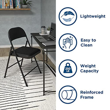CoscoProducts COSCO SmartFold® Fabric Folding Chair, 4-Pack, Black