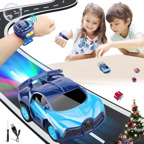 M&HONG Mini Remote Control Car Watch Toys, 2023 New 2.4 GHz Cartoon RC Watch Racing Car, USB Charging Remote Control Car, Cute Watch Car Toy Cartoon RC Car Gift for 3-12 Years Old Boys and Girls