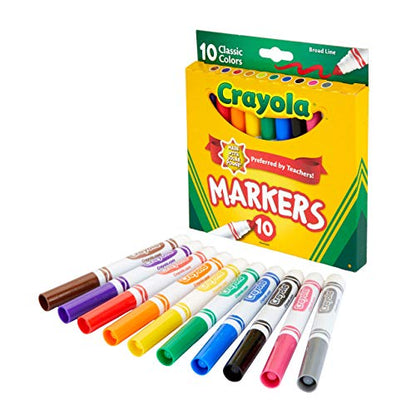 Crayola Broad Line Markers Bulk, 12 Marker Packs with 10 Colors