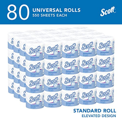 Scott® Professional Standard Roll Toilet Paper (04460), with Elevated Design, 2-Ply, White, Individually wrapped, (550 Sheets/Roll, 80 Rolls/Case, 44,000 Sheets/Case)