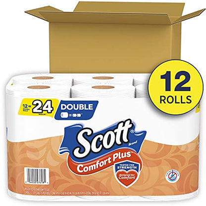 Scott ComfortPlus Toilet Paper, 12 Double Rolls = 24 Regular Rolls, 231 Sheets Per Roll