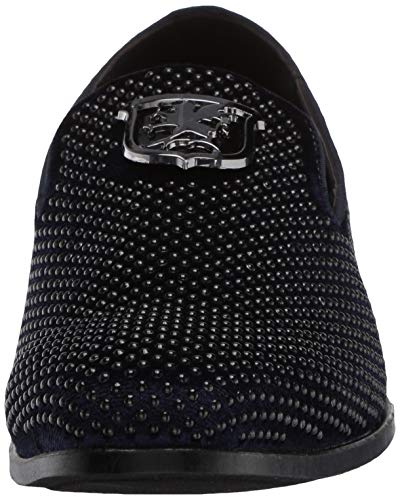 Stacy Adams Mens Swagger Studded Ornament Slip-on Driving Style Loafer, Navy, 9