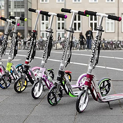 HUDORA Scooter for Kids 8 Years and Up & Teens 12 Years and Up, Adult Scooter with Big Wheels, Lightweight Durable All-Aluminum Frame Scooter