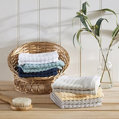 Tommy Bahama- Washcloth Set, Highly Absorbent Cotton Bathroom Decor, Low Linting & Fade Resistant (Northern Pacific Grey, 12 Piece)
