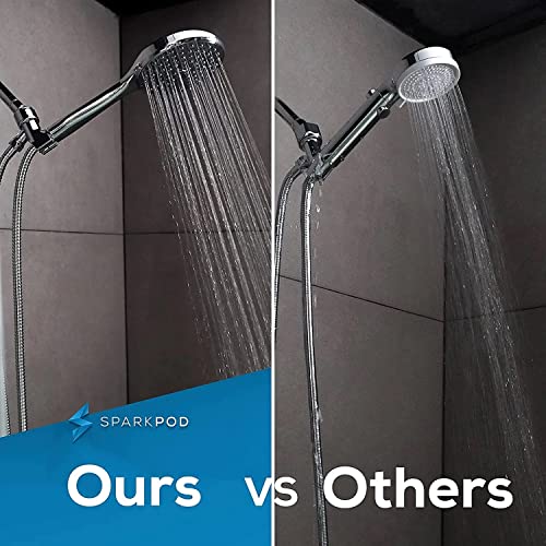 SparkPod Handheld Shower Head - 6 - Inch Round Shower Head - Rainfall Experience - Tool-Free Installation - Without Bracket or Hose - Pressure Shower Head Luxury Polished Chrome - Pet Friendly Shower