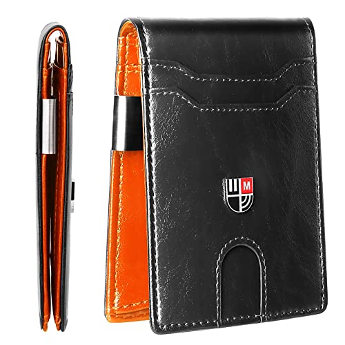 Slim Minimalist Front Pocket Rfid Blocking Leather Wallet |Front Pocket Wallets For Men Slim Minimalist | Thin Mens Bifold Wallet with Money Clip | 12 Card Holders Slots with ID Window | Gift Choice