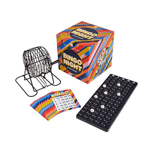 Talking Tables Classic Bingo Game Kit Host Your Own Games Night Contains Metal Bingo Wheel Machine, Number Balls, Card for Adults, Kids, Family Fun, Dinner Party, Made