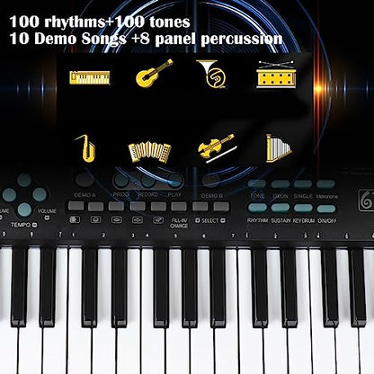61 keys keyboard piano, Electronic Digital Piano with Built-In Speaker Microphone, Portable Keyboard Gift Teaching for Beginners, electric piano for kids