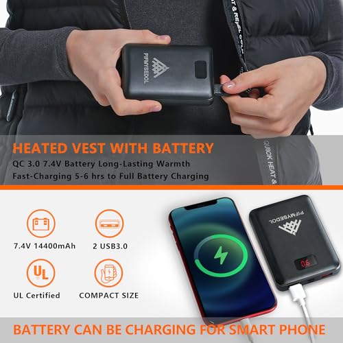 PIFMYSEDOL Heated Vest for Men with Battery Pack, Lightweight Rechargeable Men's Heating Vests with 9 Heating Panels, Medium-Size, Black