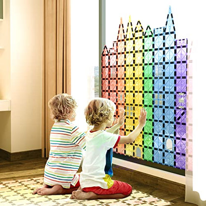 118-piece Magnetic Tiles Set, Sensory Montessori STEM Educational Building Blocks Toys for Boys 4-6-8, Magnets for Kids Construction Toys Ages 8-12, Christmas Birthday Gifts for 3+ Year Old Boys Girls