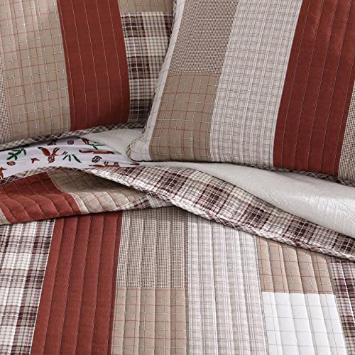 Eddie Bauer- King Quilt Set, Cotton Reversible Bedding Set, All Season Lodge Home Décor (Fairview Orange, King)