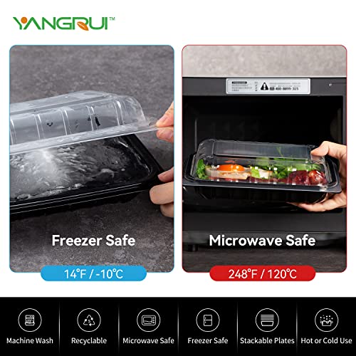 YANGRUI Clamshell Take Out Containers, Anti-Fog Leak Proof Shrink Wrap 30 Pack 9 x 6 Inch 27 oz Meal Prep Container BPA Free PP Material Microwave Freezer Safe Hinged To Go Containers