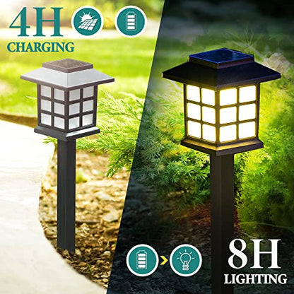 GIGALUMI Solar Outdoor Lights,12 Pack LED Solar Lights Outdoor Waterproof, Solar Walkway Lights Maintain 10 Hours of Lighting for Your Garden, Landscape, Path, Yard, Patio, Driveway