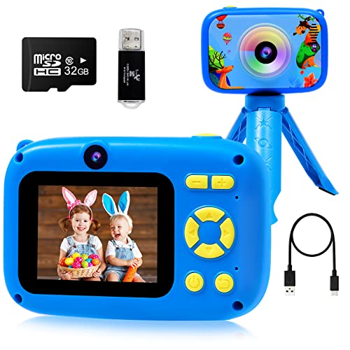 Kids Camera- 40MP Camera for Kids with 2.4 inch Large Screen, 1080P HD Digital Video Cameras for Toddler Children's Birthday with 32GB SD Card, SD Card Reader Blue