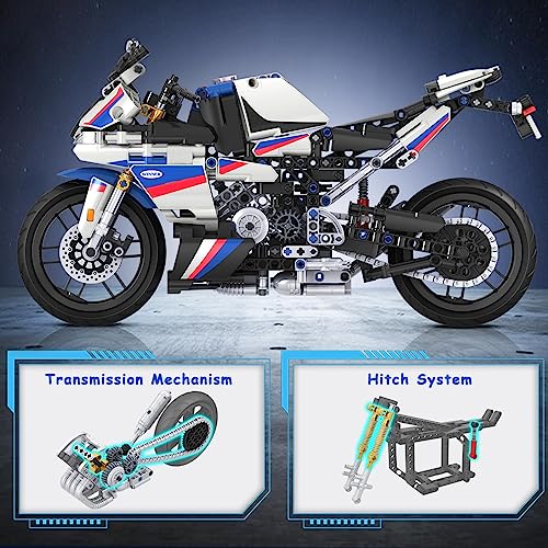 WINNER SPACE 1/6 Racing Motorcycle Toy Building Blocks Kit, Stem Bricks Sets,Toys for Boys & Adults,Build A Model Motorcycle,Suspension (819 Pieces)