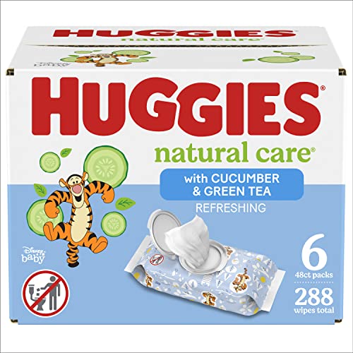 Huggies Natural Care Refreshing Baby Wipes, Hypoallergenic, Scented, 6 Flip-Top Packs (288 Wipes Total)