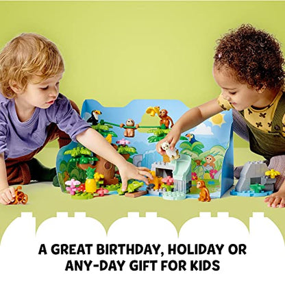 LEGO DUPLO Wild Animals of South America 10973 Educational Set - Featuring 7 Toy Animal Figures and Jungle Playmat, Early Learning and Motor Skill Toys for Toddlers, Girls, Boys, and Kids Ages 2+